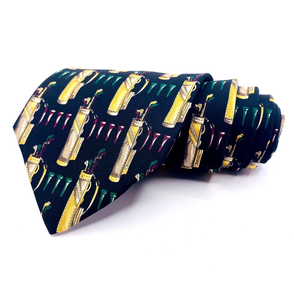 Saint Andrews Golf Tie Silk Blue Novelty Pattern